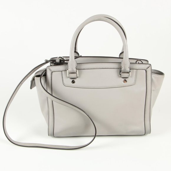 MICHAEL KORS SELMA STUD QUILTED SATCHEL GREY TOTE - Picture 3 of 8